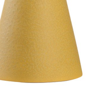 Lisbon Lamp – Ochre Yellow Ceramic Table Lamp with Linen Drum Shade, Mid-Century Inspired, 38” Tall