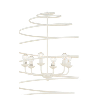 Spyral Chandelier in Matte White – Italian-Made 6-Light Modern Circular Frame Chandelier