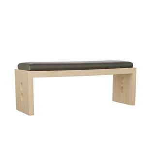 Raul Bench - Graphite Leather Seat with Blonde Oak Base