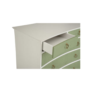 Maxwell Chest - 5-Drawer Storage with White Raffia and Antique Brass Hardware