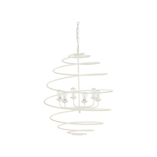 Spyral Chandelier in Matte White – Italian-Made 6-Light Modern Circular Frame Chandelier