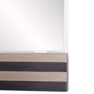 Roxy Floor Mirror - Ebony and Smoke Oak Veneer - Beveled Mirror - Optical Striping Effect