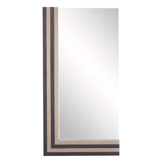 Roxy Floor Mirror - Ebony and Smoke Oak Veneer - Beveled Mirror - Optical Striping Effect