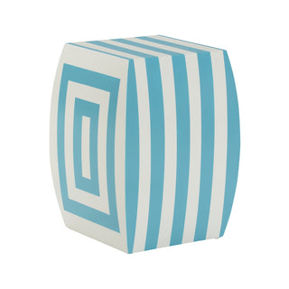 Mantis Hand-Painted Blue and Cream Stool - Artistic Poplar Accent Piece