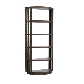 Rosario Ebony Bookshelf - Demilune Silhouette, Mango Wood with Bronze Accents