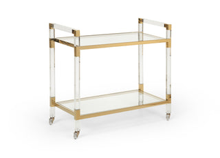 Acrylic Bar Cart with Brass Finish – Modern Clear Design