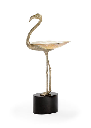 Flamingo Centerpiece – Handcrafted Silver-Plated Brass with Kabibi Shell Tray