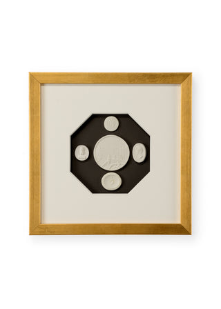 The Grand Tour Intaglios – Charcoal Background Intaglios in Gold Leaf Frame with Glass