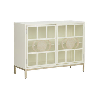 Ficino Bookshelf - White with Moon Phase Glass Detailing