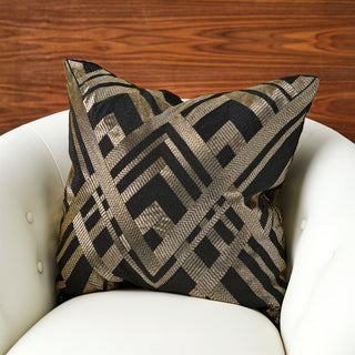 WOVEN LINES PILLOW-BLACK & GOLD