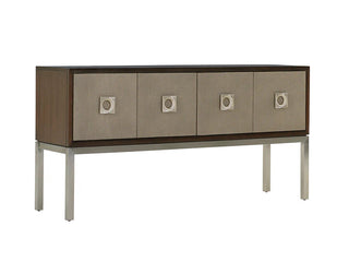 Macarthur Park Glenroy Sideboard – Walnut, Faux Shagreen & Stainless Steel