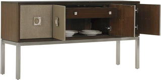 Macarthur Park Glenroy Sideboard – Walnut, Faux Shagreen & Stainless Steel