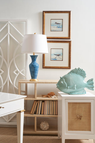 Celadon Fish – Whimsical Celadon Crackle Glaze Fish Sculpture, Nature-Inspired Accent for Waterfront Homes