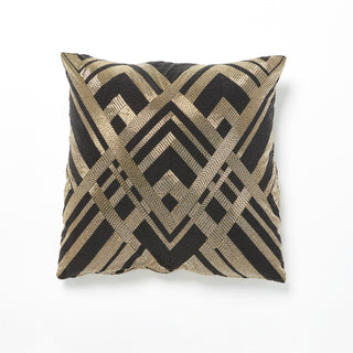 WOVEN LINES PILLOW-BLACK & GOLD