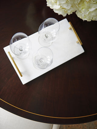 Waldorf Round Dining Table – Walnut Veneer Top, Gold Stripe, Reeded Column with Silver Leaf Base