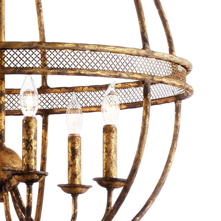 Tuscan Chandelier - Hand-Formed Iron Elegance with Old Gold Finish