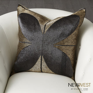 BLOSSOM BEADED PILLOW-GOLD/BLACK