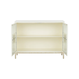 Ficino Bookshelf - White with Moon Phase Glass Detailing