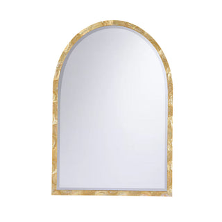 Pearl Mirror – 48x33.5 Inch Arched Decorative Mirror with Mother-of-Pearl Inlay and Beveled Glass