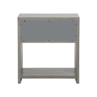 Moxy Bedside Table 1 Drawer - Gray with Geometric Silver Hardware