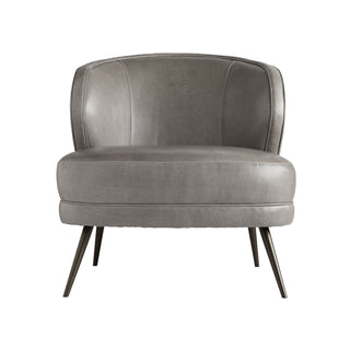 Kitts Chair Mineral Grey Leather Casual Luxury Occasional Chair with Bronze Legs