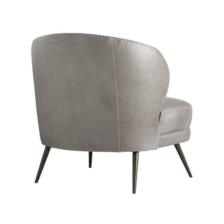 Kitts Chair Mineral Grey Leather Casual Luxury Occasional Chair with Bronze Legs