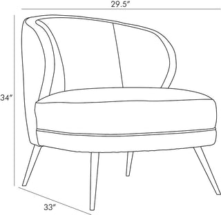 Kitts Chair Mineral Grey Leather Casual Luxury Occasional Chair with Bronze Legs