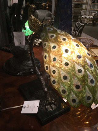 MAITLAND SMITH FINISHED CAST BRASS PEACOCK DESK LAMP-8189-17