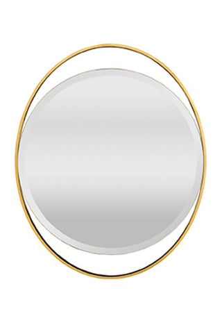 Maitland Smith Ovate Mirror – 18" x 22" Beveled Wall Mirror with Brass Frame