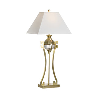 Crystal Keeper Table Lamp – Gold Finish with Clear Crystal and Linen Shade