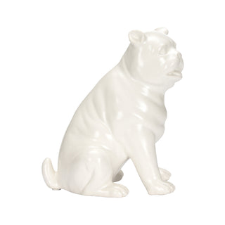 Standing Pug Porcelain Figurine – White Glazed Ceramic Decor