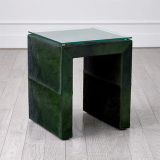 POSH SIDE TABLE-HAIR-ON-HIDE GREEN