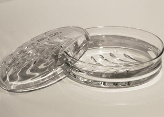 Maitland Smith Oliver Dish - Crystal Clear with Hand Engraved Fern Motif