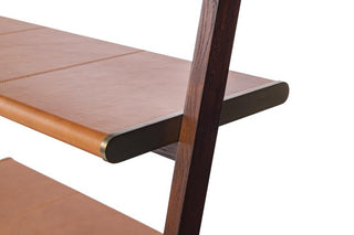 Maitland Smith Shiloh Bookshelf – Leather Wrapped English Walnut with Brass