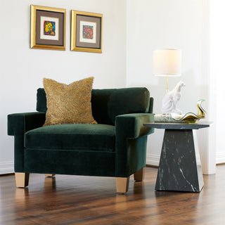 Square Arm Chair-Green Velvet