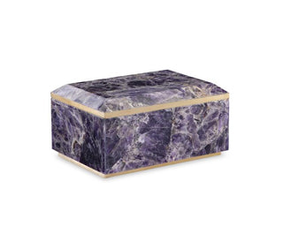 Maitland Smith Large Amethyst Decorative Box with Brass Trim