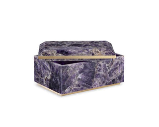 Maitland Smith Large Amethyst Decorative Box with Brass Trim