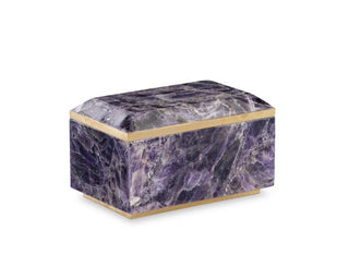 Maitland Smith Small Amethyst Decorative Box with Brass Trim