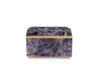Maitland Smith Small Amethyst Decorative Box with Brass Trim