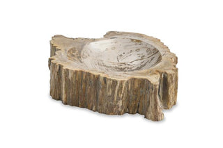 Maitland Smith Brown Petrified Wood Bowl – 11–13 in Handcrafted Natural Décor