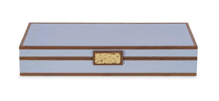 Maitland Smith Light Blue Croc Leather Stacking Boxes