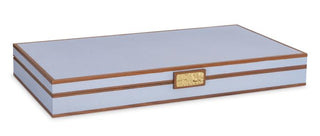 Maitland Smith Light Blue Croc Leather Stacking Boxes