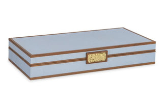Maitland Smith Light Blue Croc Leather Stacking Boxes