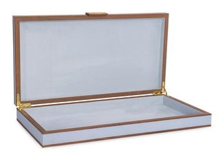 Maitland Smith Light Blue Croc Leather Stacking Boxes
