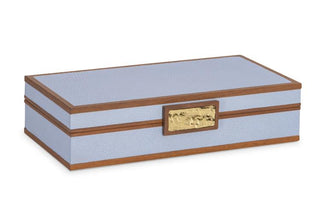 Maitland Smith Light Blue Croc Leather Stacking Boxes