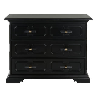 River Street Chest - Black with 3 Drawers and Acrylic Handles