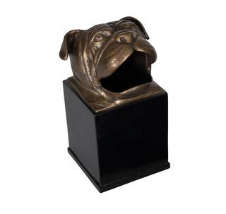 Maitland Smith Brass Bulldog Tissue Box with Black Penshell Base