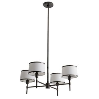 Luciano Chandelier - Modern Classic with Bronze Frame and White Linen Shades