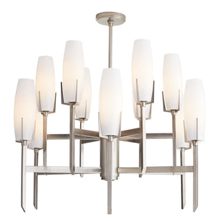 Vintage Silver Keifer Large Chandelier - Modern Geometric 2-Tier Light Fixture