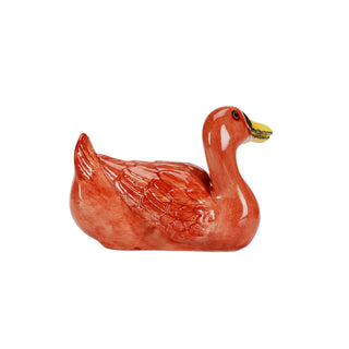 Vibrant Orange Ceramic Duck Decorative Accent